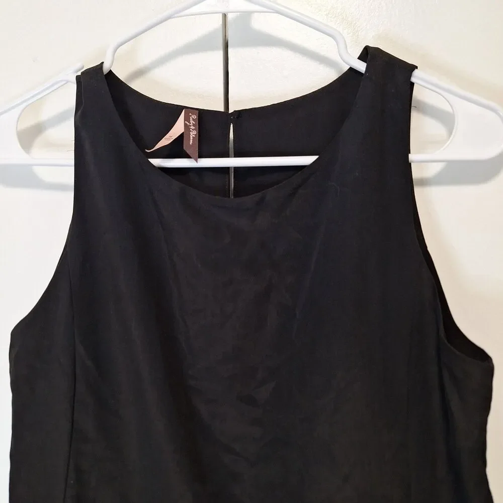 Ruby & Bloom Girls Black Sleeveless Dress Genuine Ostrich Feather Hem Size 14